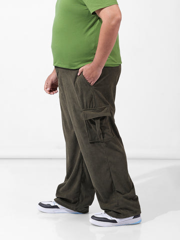 Men's Olive Loose Cargo Utility Joggers