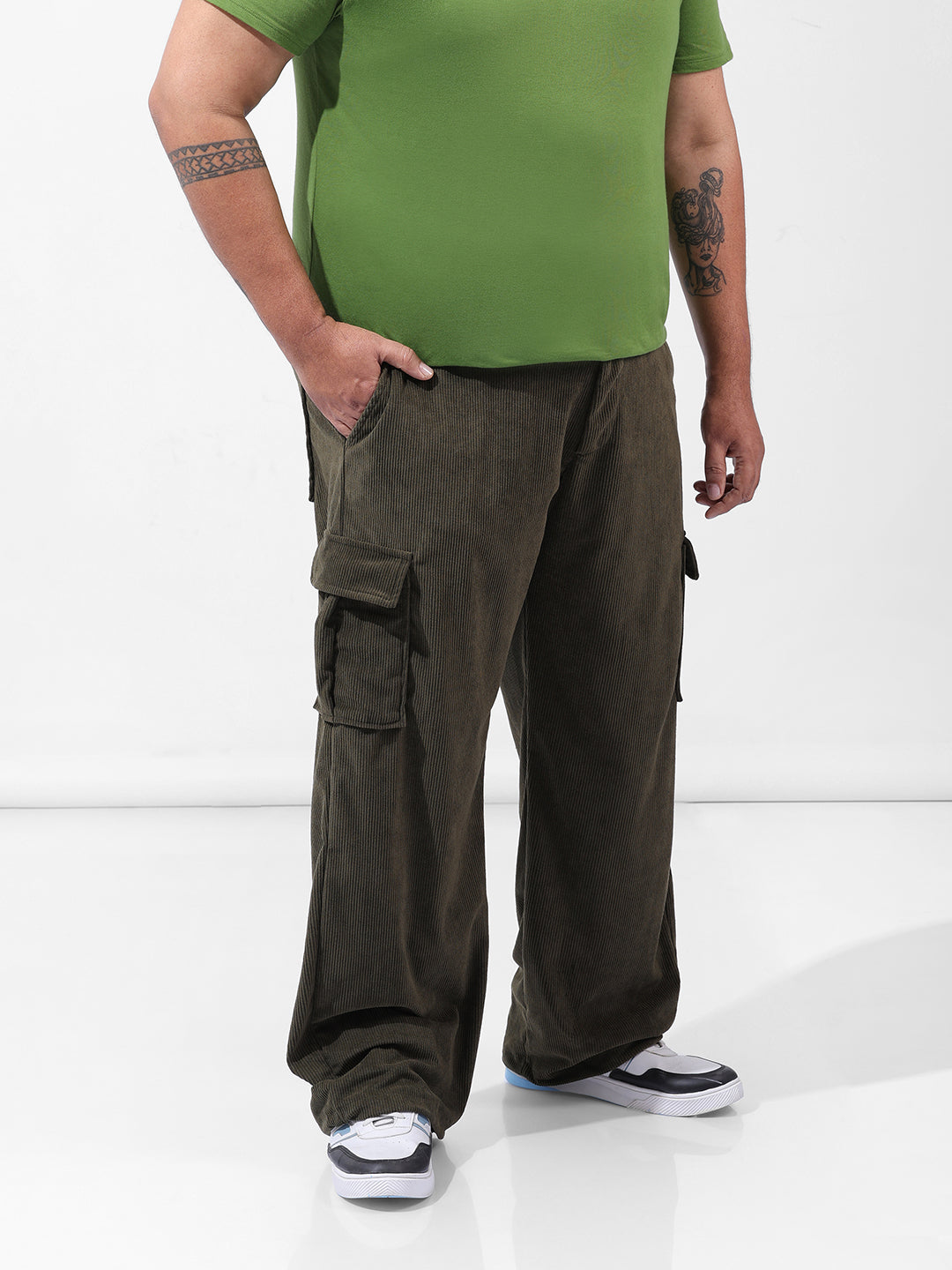 Men's Olive Loose Cargo Utility Joggers