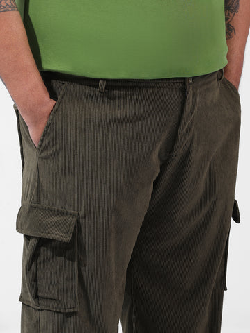 Men's Olive Loose Cargo Utility Joggers