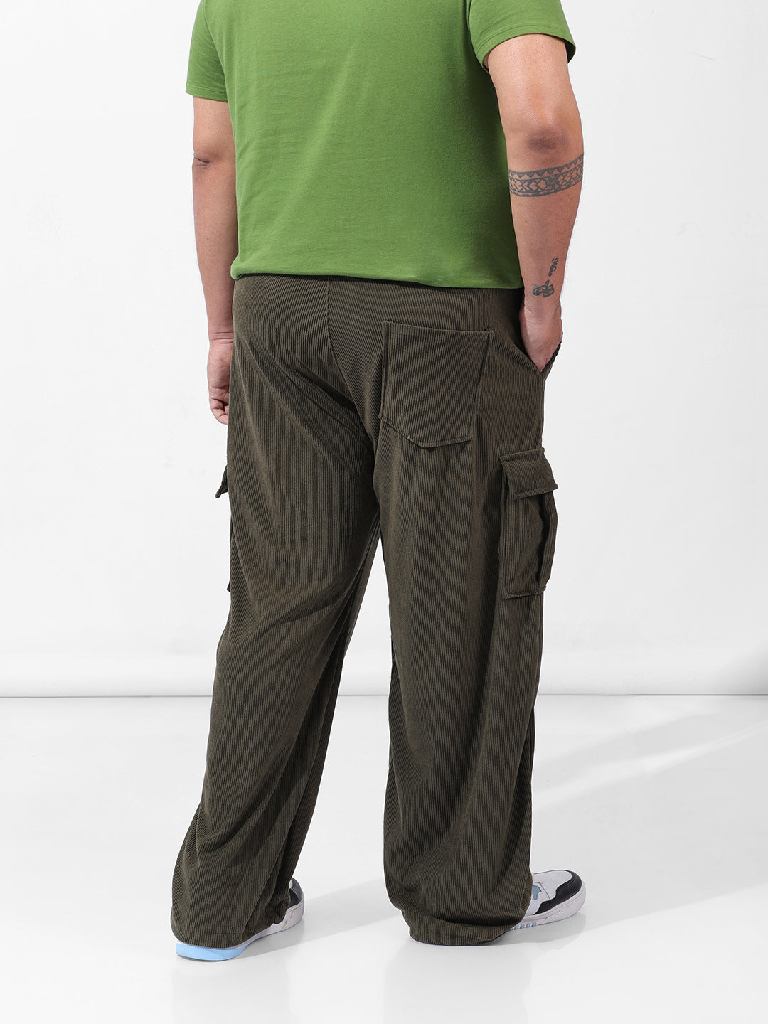 Men's Olive Loose Cargo Utility Joggers