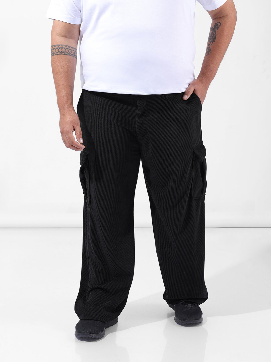 Men's Black Loose Cargo Utility Joggers