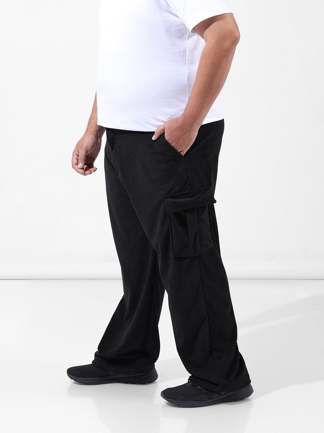 Men's Black Loose Cargo Utility Joggers