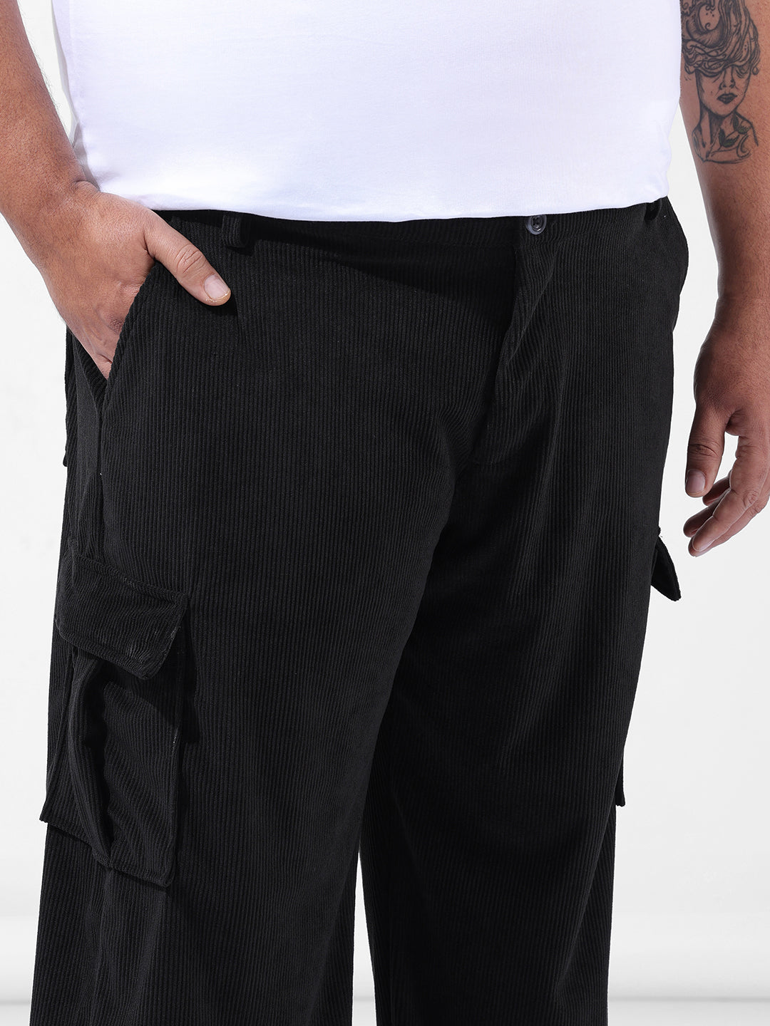 Men's Black Loose Cargo Utility Joggers