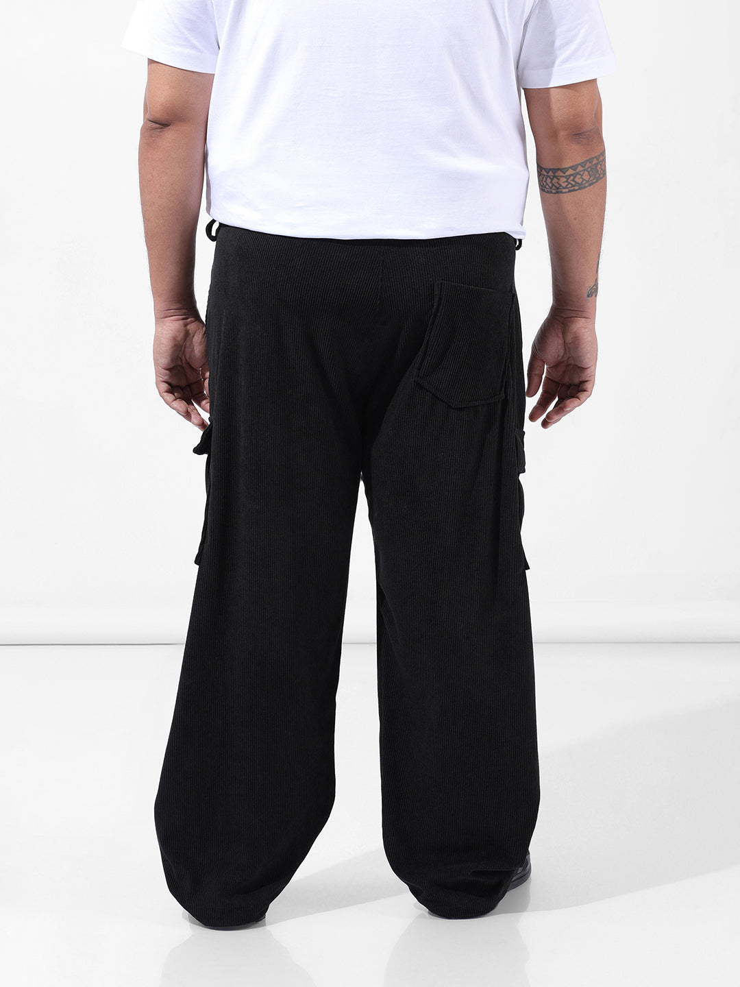 Men's Black Loose Cargo Utility Joggers