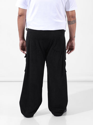 Men's Black Loose Cargo Utility Joggers