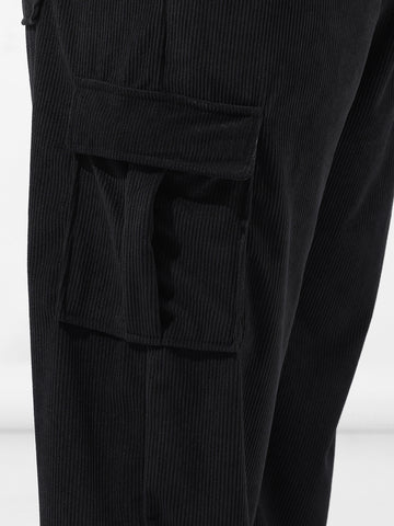 Men's Black Loose Cargo Utility Joggers
