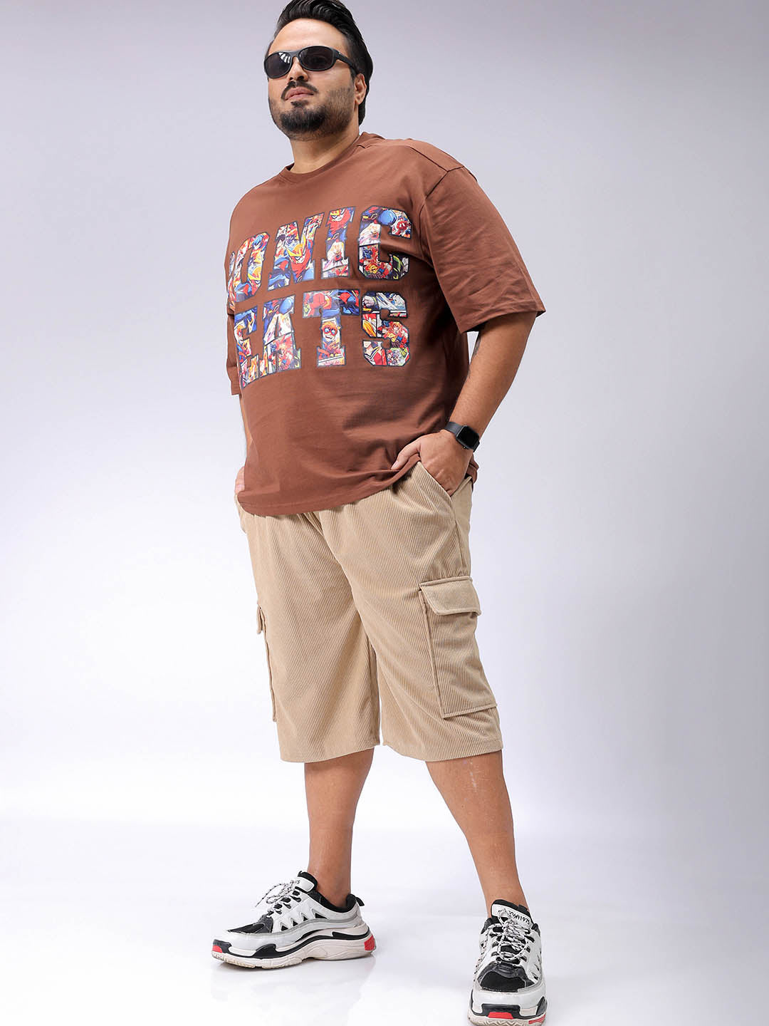 Men's Plus Size Loose Fit Mid Rise Cargo Shorts