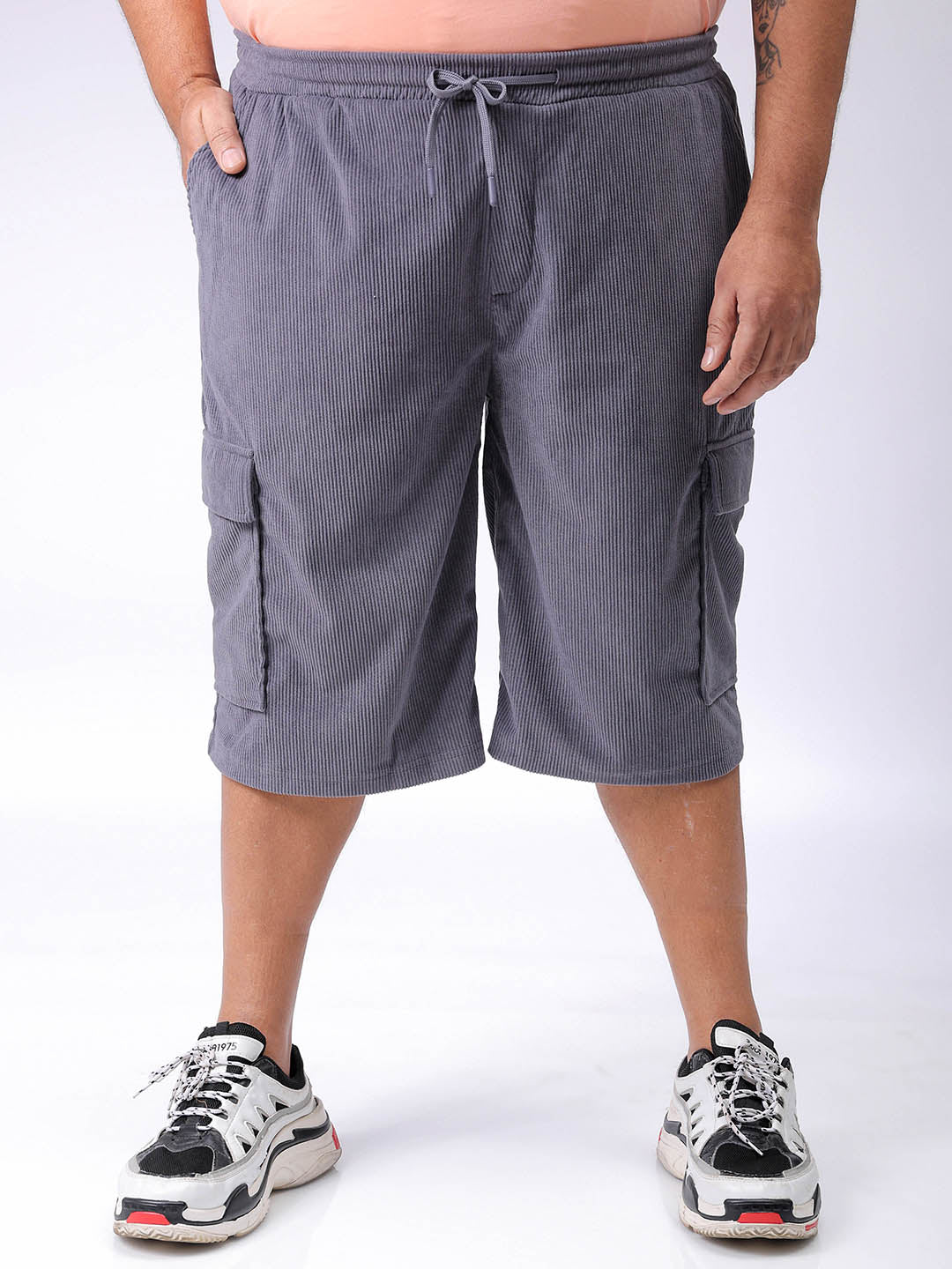 Men's Plus Size Loose Fit Mid Rise Cargo Shorts