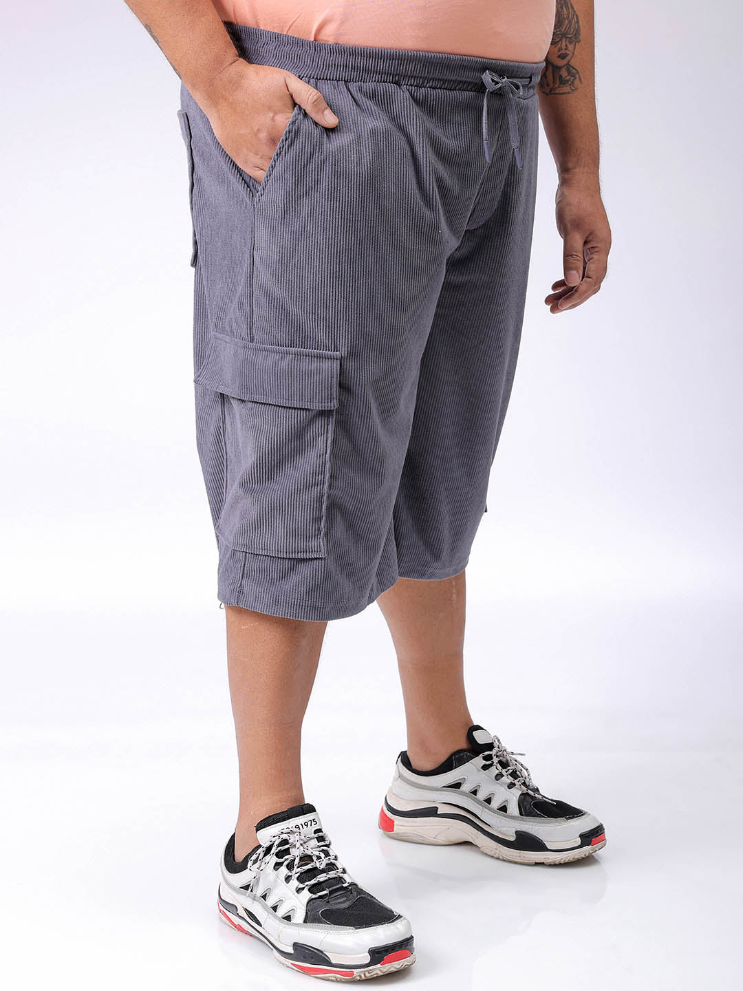 Men's Plus Size Loose Fit Mid Rise Cargo Shorts