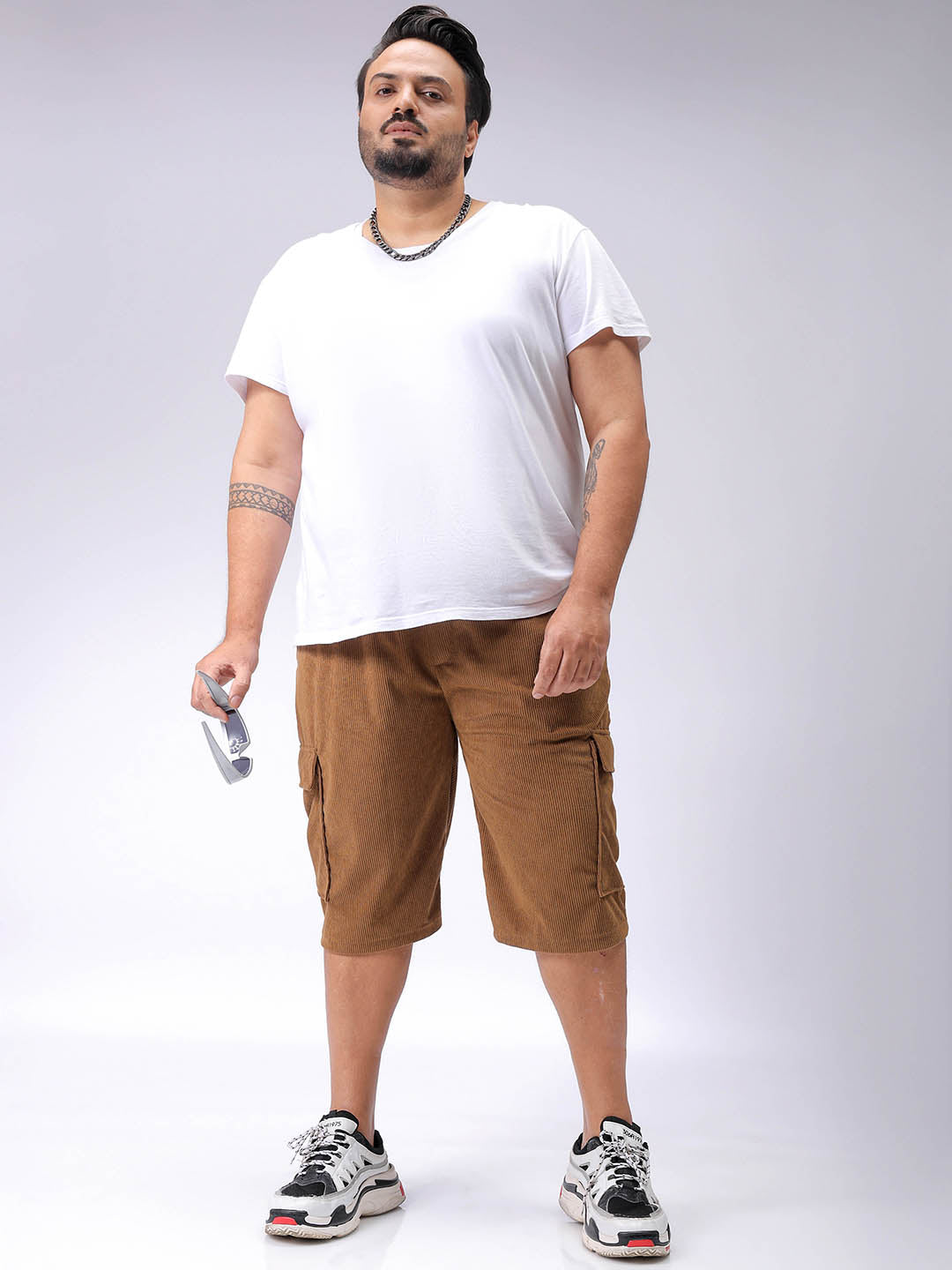 Men's Plus Size Loose Fit Mid Rise Cargo Shorts