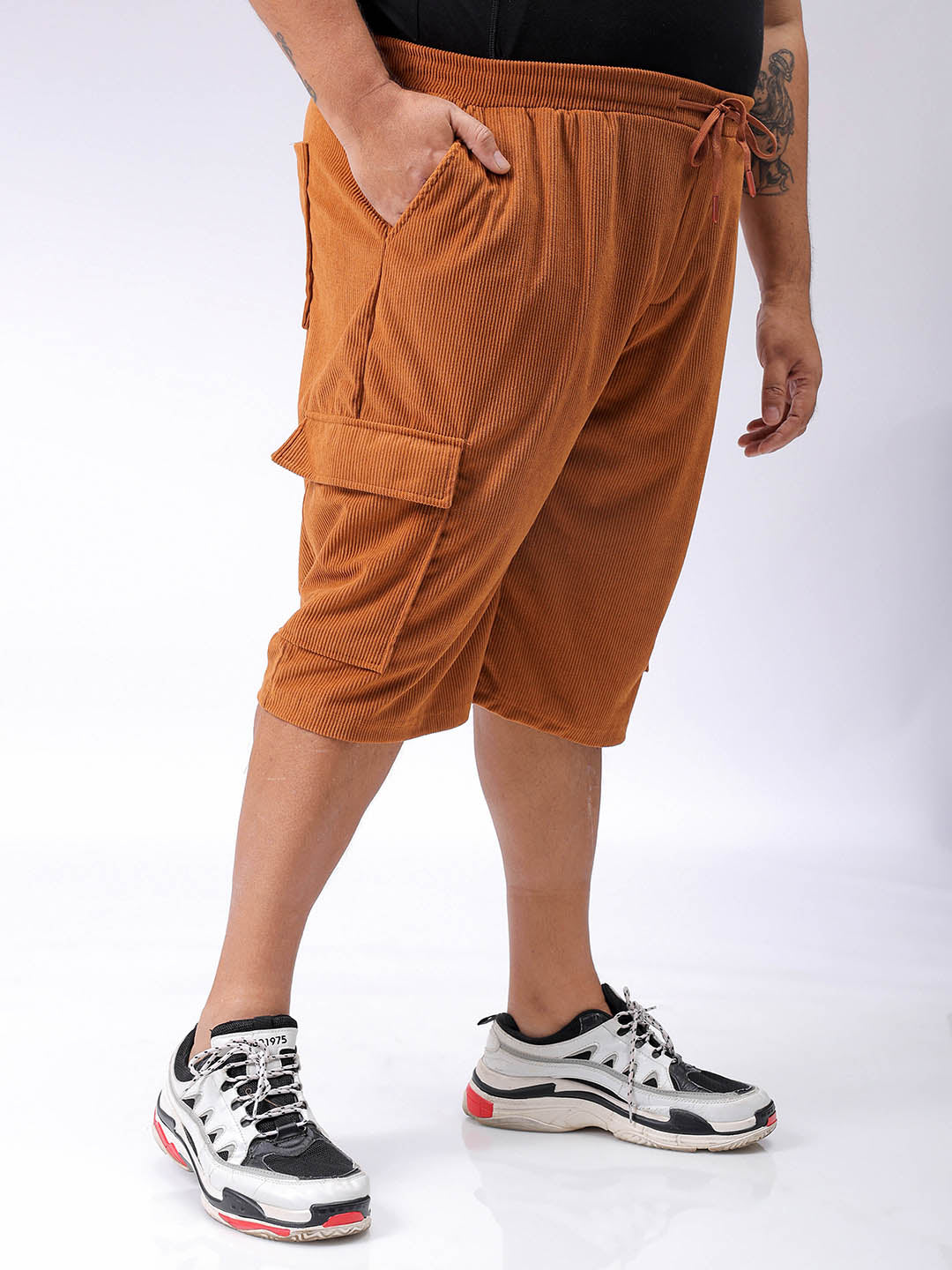 Men's Plus Size Loose Fit Mid Rise Cargo Shorts