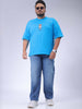 Men's Plus Size Blue Vintage Straight Fit Solid Jeans