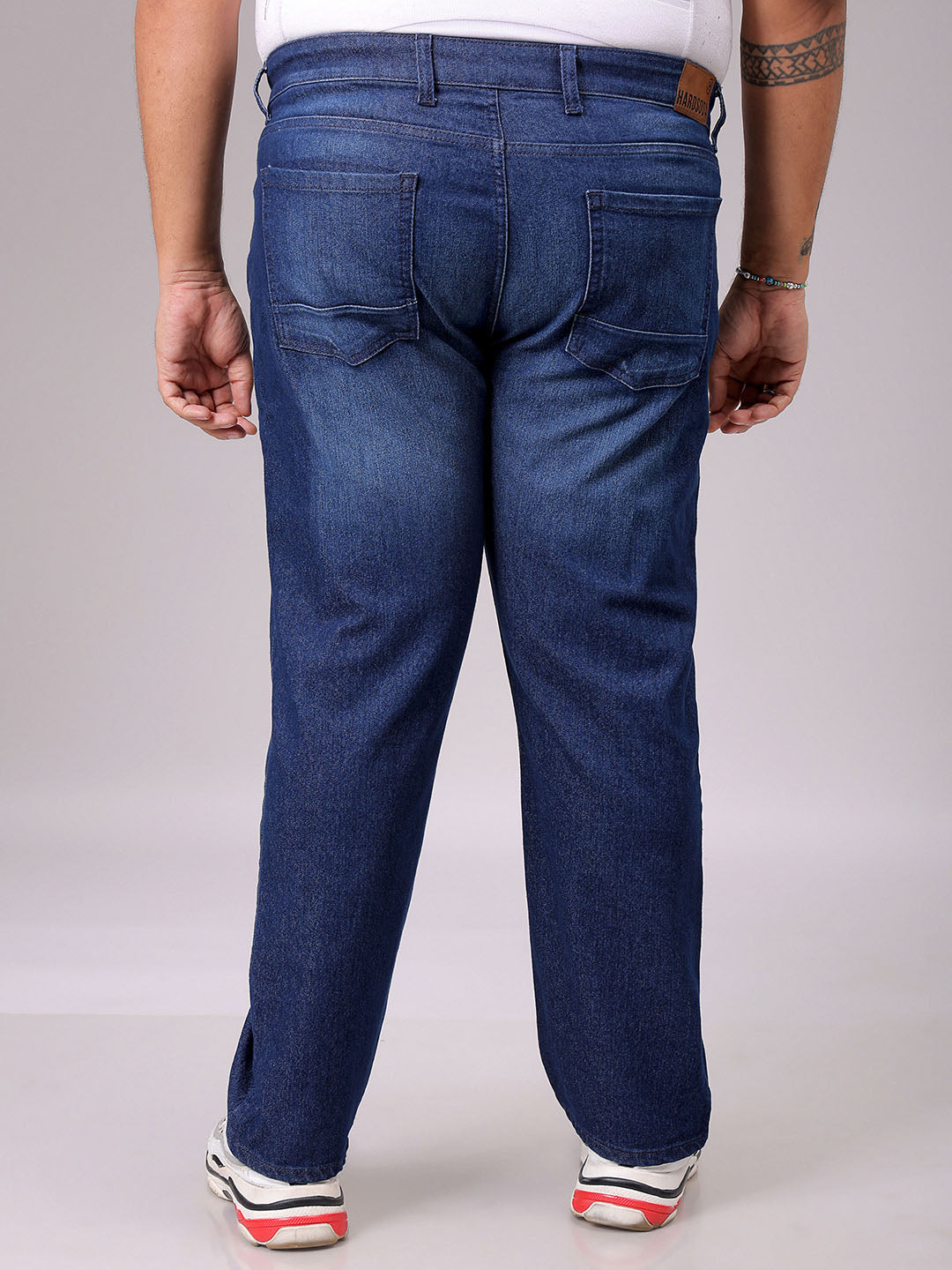 Men's Blue Straight Fit Solid Stretchable Plus Size Jeans