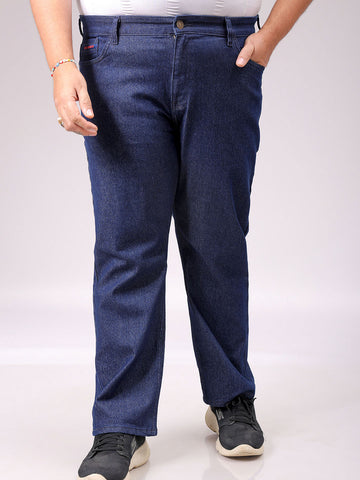 Men's Blue Straight Fit Solid Stretchable Plus Size Jeans