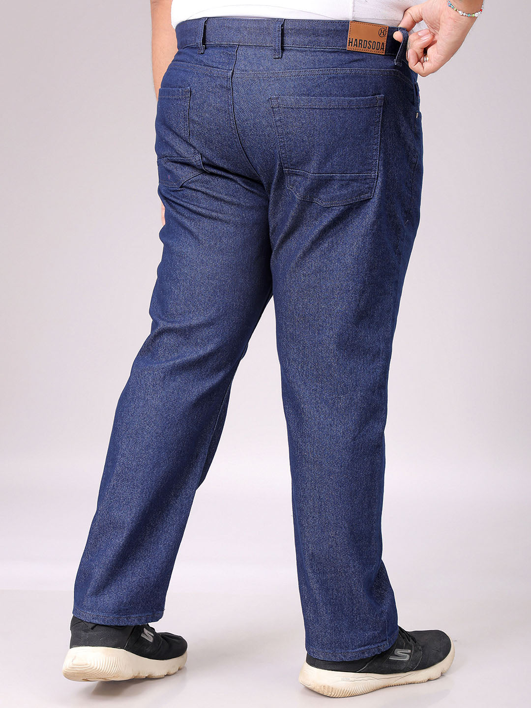 Men's Blue Straight Fit Solid Stretchable Plus Size Jeans