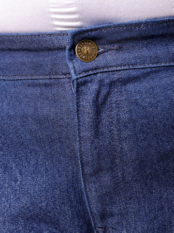 Men's Blue Straight Fit Solid Stretchable Plus Size Jeans