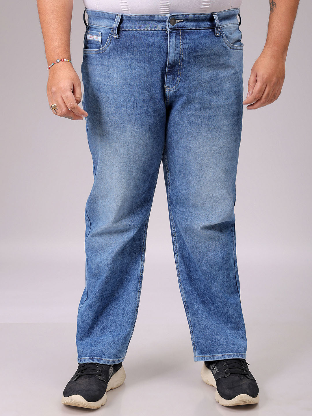 Men's Khaki Straight Fit Solid Stretchable Plus Size Jeans