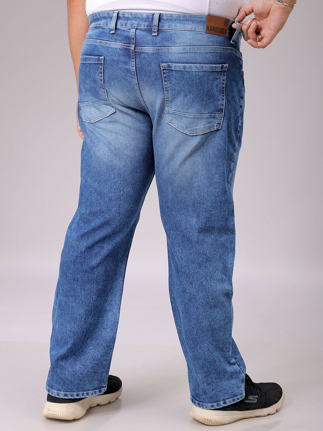 Men's Khaki Straight Fit Solid Stretchable Plus Size Jeans