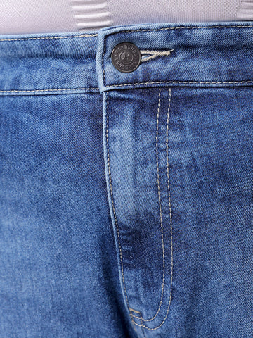 Men's Khaki Straight Fit Solid Stretchable Plus Size Jeans
