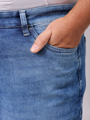 Men's Khaki Straight Fit Solid Stretchable Plus Size Jeans