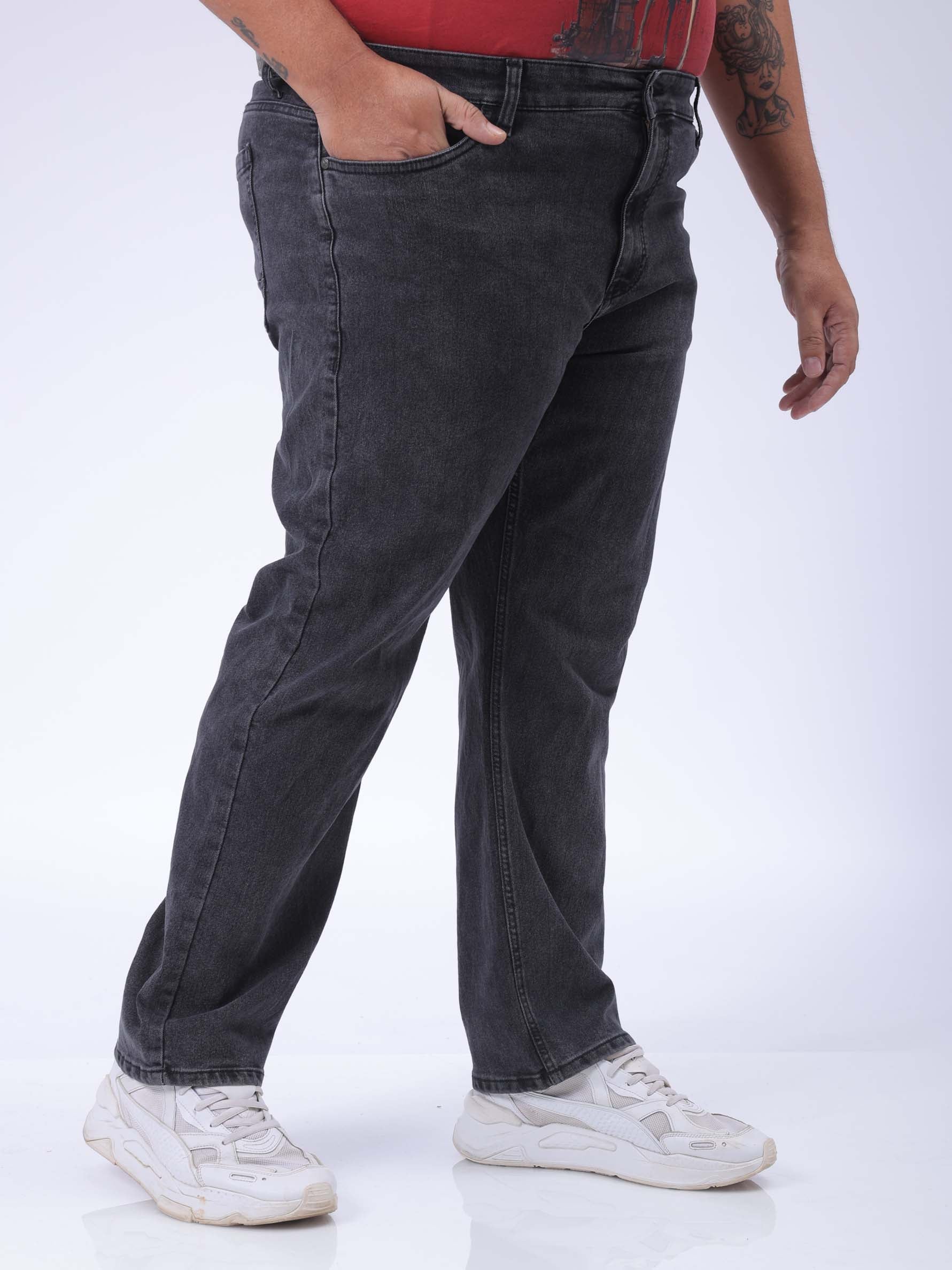 Men's Plus Size Black Vintage Straight Fit Solid Jeans