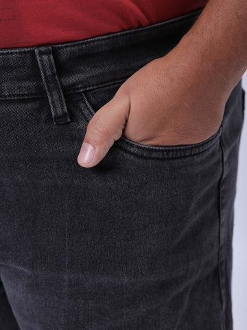 Men's Plus Size Black Vintage Straight Fit Solid Jeans