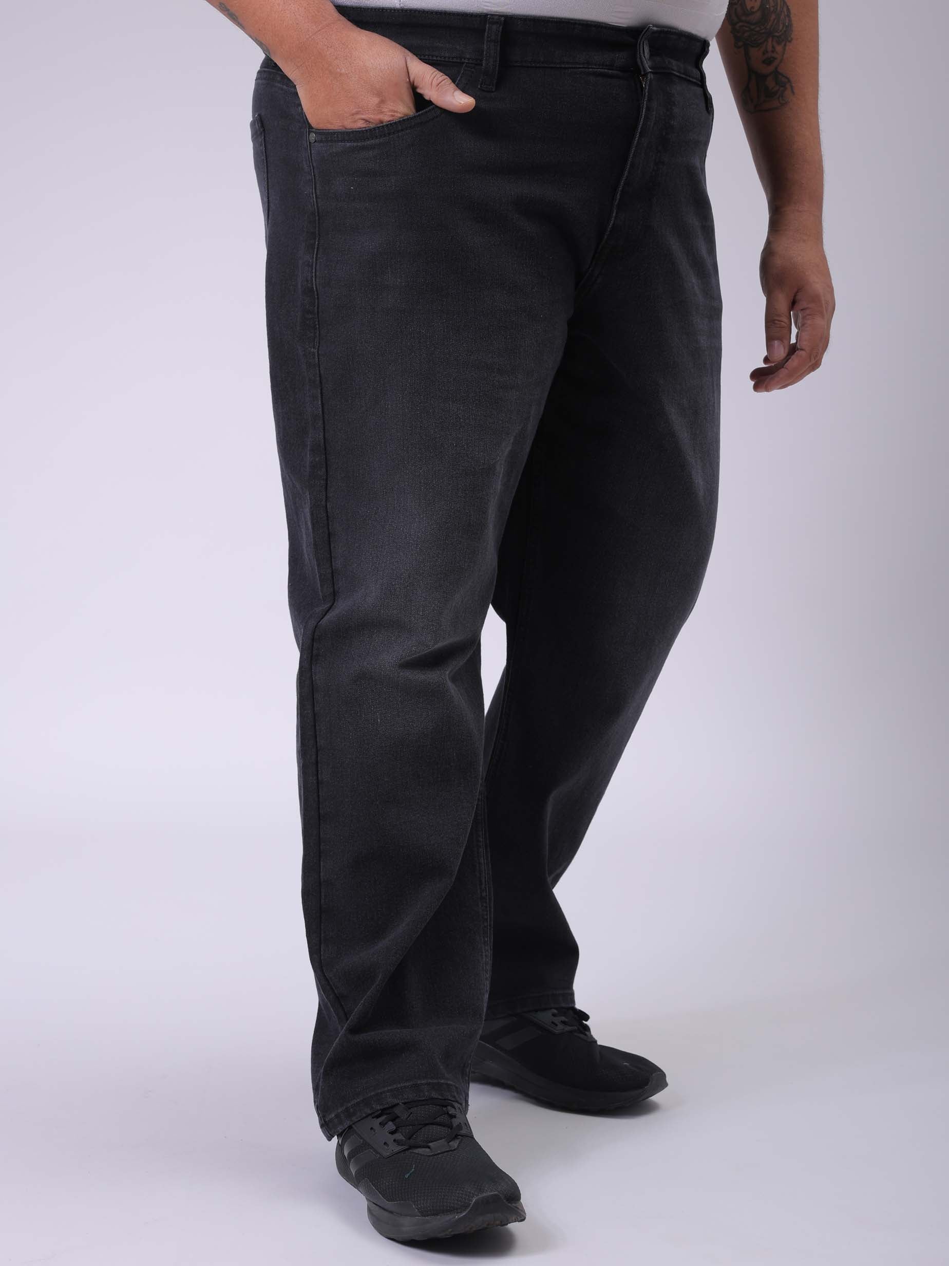 Men's Plus Size Grey Vintage Straight Fit Solid Jeans