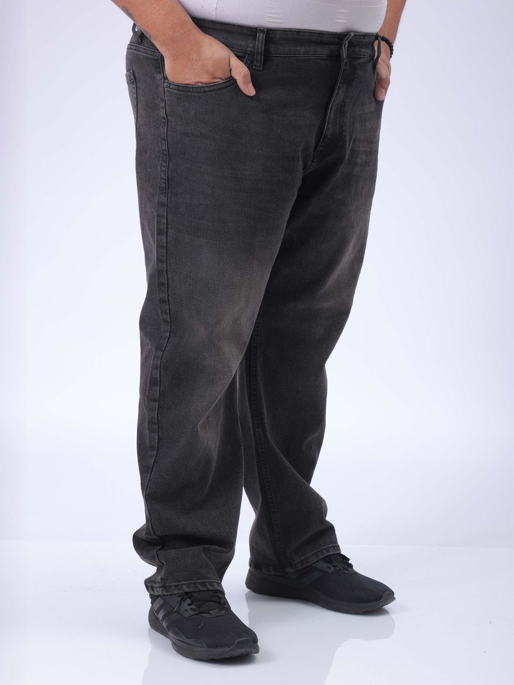 Men's Plus Size Black Vintage Straight Fit Solid Jeans