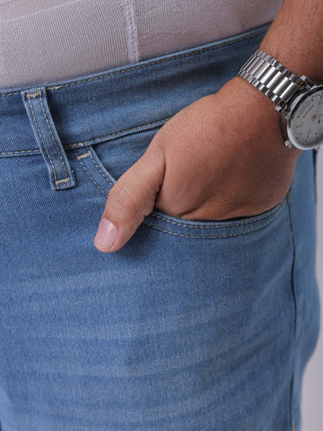 Men's Plus Size Blue Vintage Straight Fit Solid Jeans