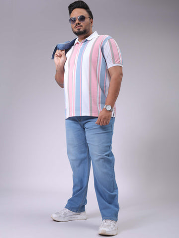 Men's Plus Size Blue Vintage Straight Fit Solid Jeans