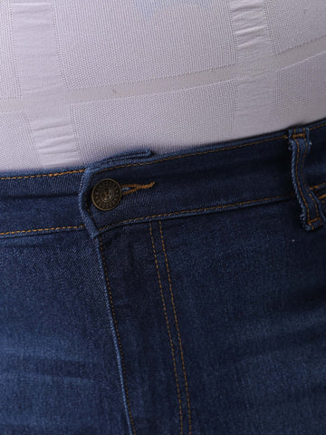 Men's Plus Size Blue Vintage Straight Fit Solid Jeans