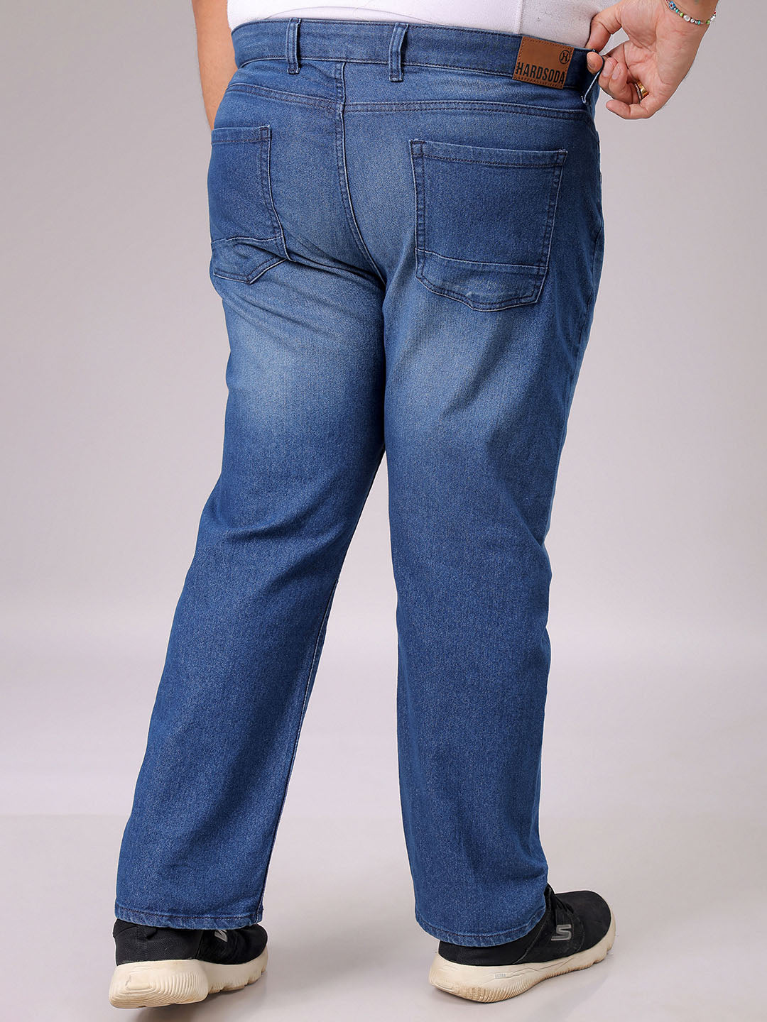 Men's Blue Straight Fit Solid Stretchable Plus Size Jeans