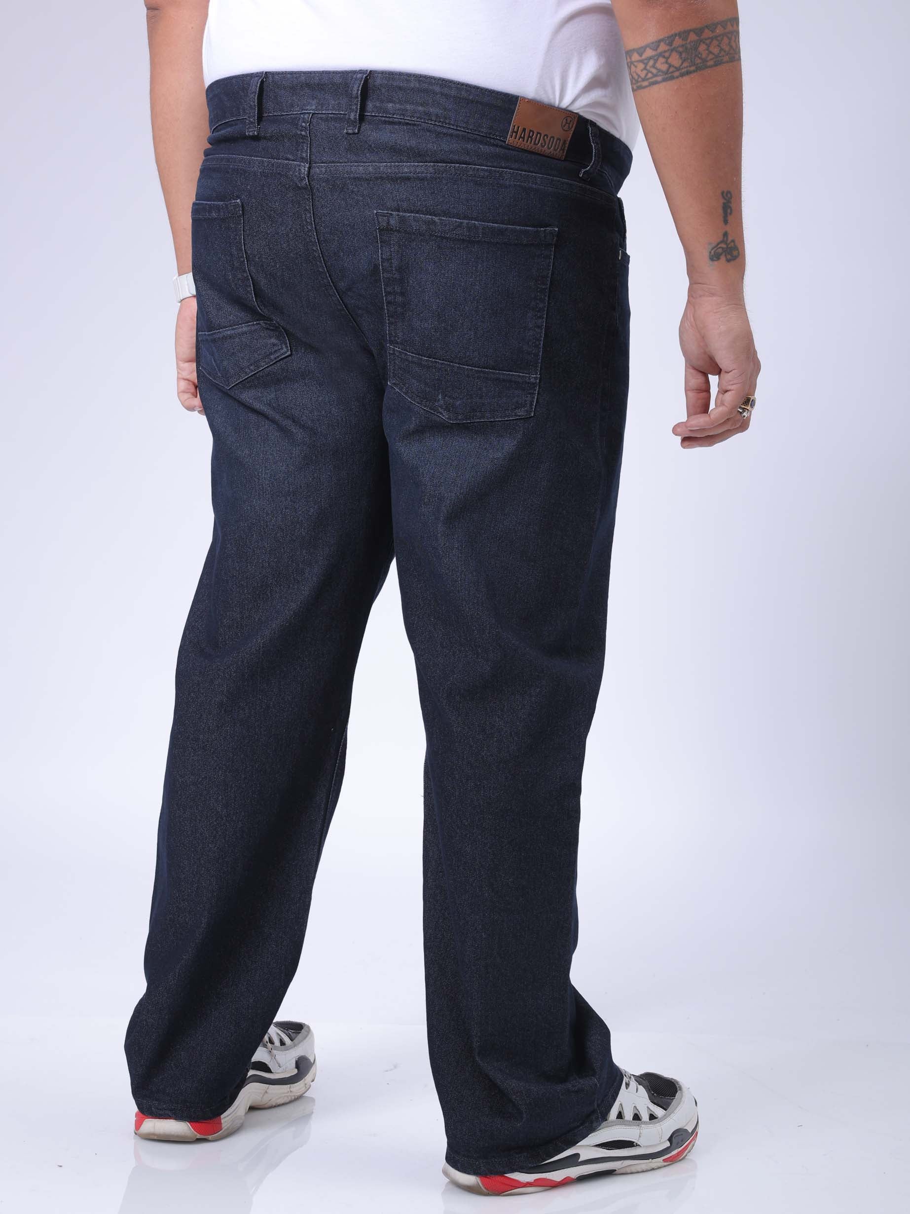 Men's Plus Size Blue Vintage Straight Fit Solid Jeans