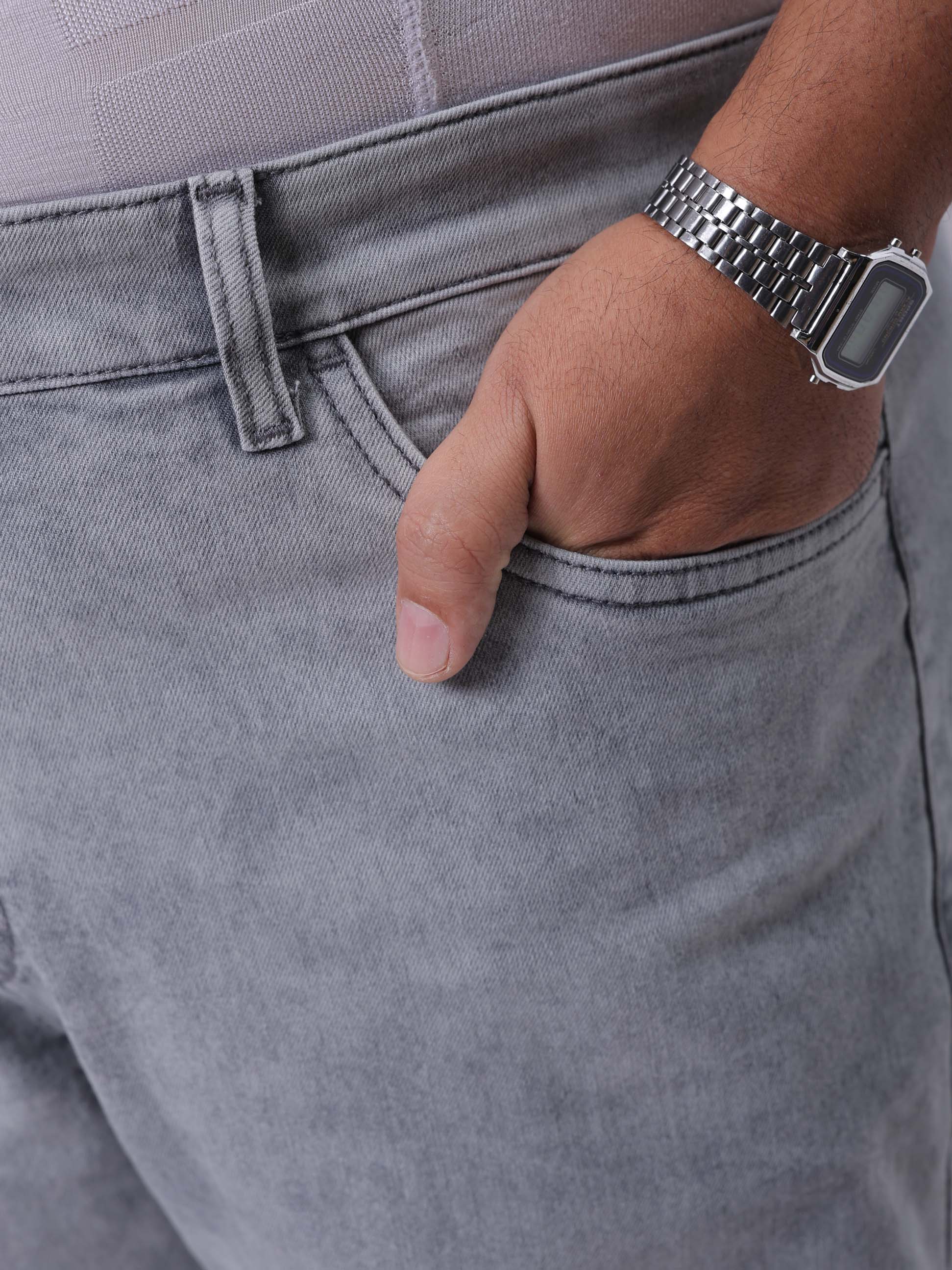 Men's Plus Size Grey Vintage Straight Fit Solid Jeans