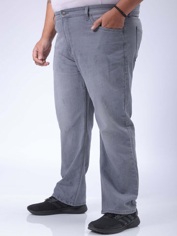Men's Plus Size Grey Vintage Straight Fit Solid Jeans