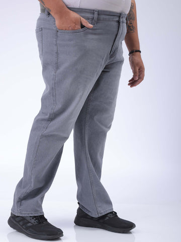 Men's Plus Size Grey Vintage Straight Fit Solid Jeans