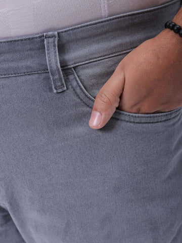 Men's Plus Size Grey Vintage Straight Fit Solid Jeans