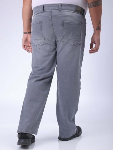 Men's Plus Size Grey Vintage Straight Fit Solid Jeans