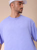Men's Lavender Oversized Self Design Round Neck T-shirt