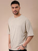 Men's Green Oversized Self Design Round Neck T-shirt