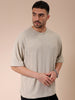 Men's Green Oversized Self Design Round Neck T-shirt