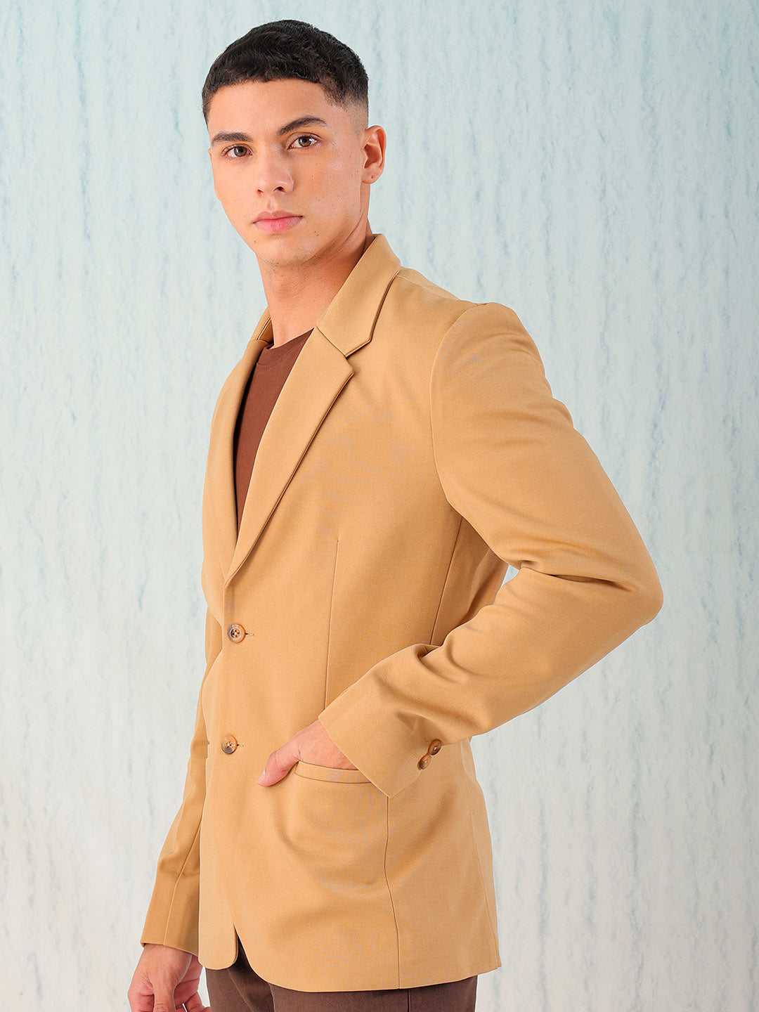 Shop Men's Brown Comfort Straight Fit Solid Luxe Blazer Online.