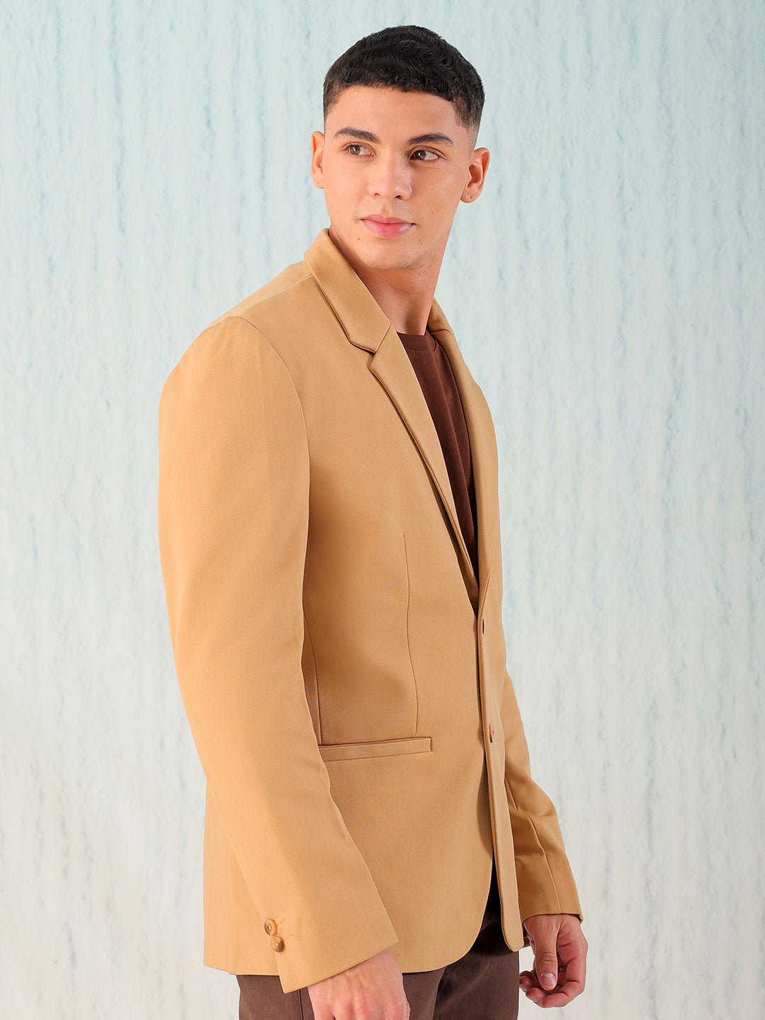 Shop Men's Brown Comfort Straight Fit Solid Luxe Blazer Online.