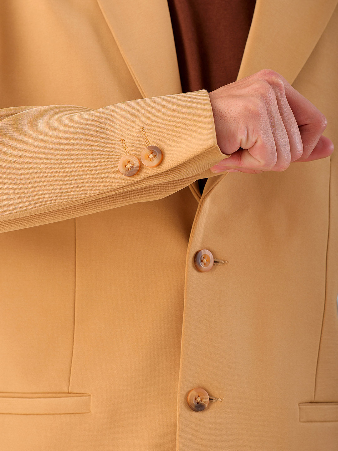 Shop Men's Brown Comfort Straight Fit Solid Luxe Blazer Online.