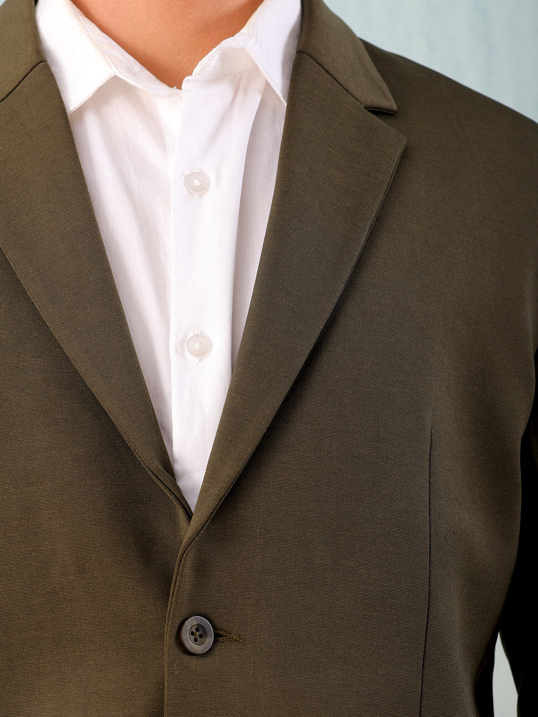 Men's Olive Comfort Straight Fit Solid Luxe Blazer