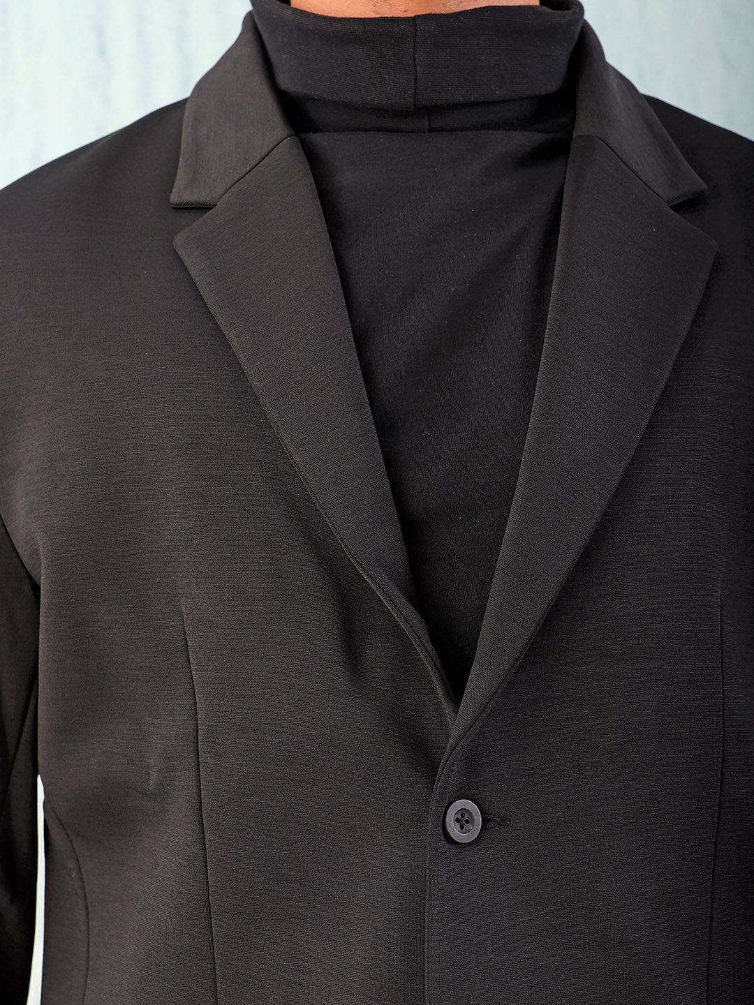 Men's Black Comfort Straight Fit Solid Luxe Blazer