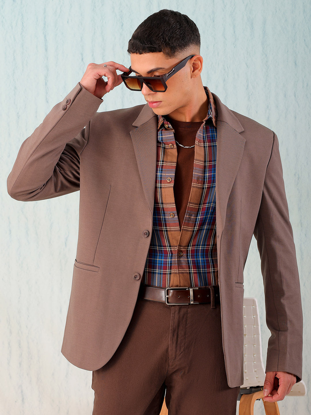 Shop Men's Grey Comfort Straight Fit Solid Luxe Blazer Online.