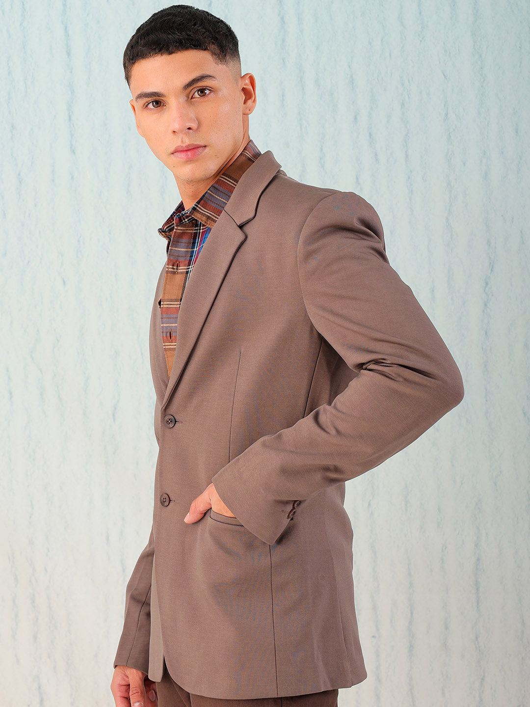 Shop Men's Grey Comfort Straight Fit Solid Luxe Blazer Online.