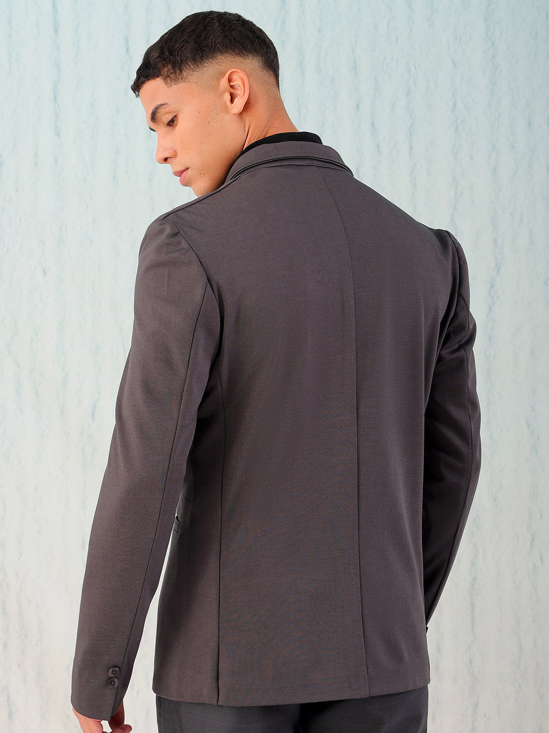 Men's Grey Comfort Straight Fit Solid Luxe Blazer