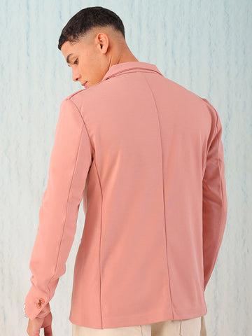 Shop Men's Peach Comfort Straight Fit Solid Luxe Blazer Online.